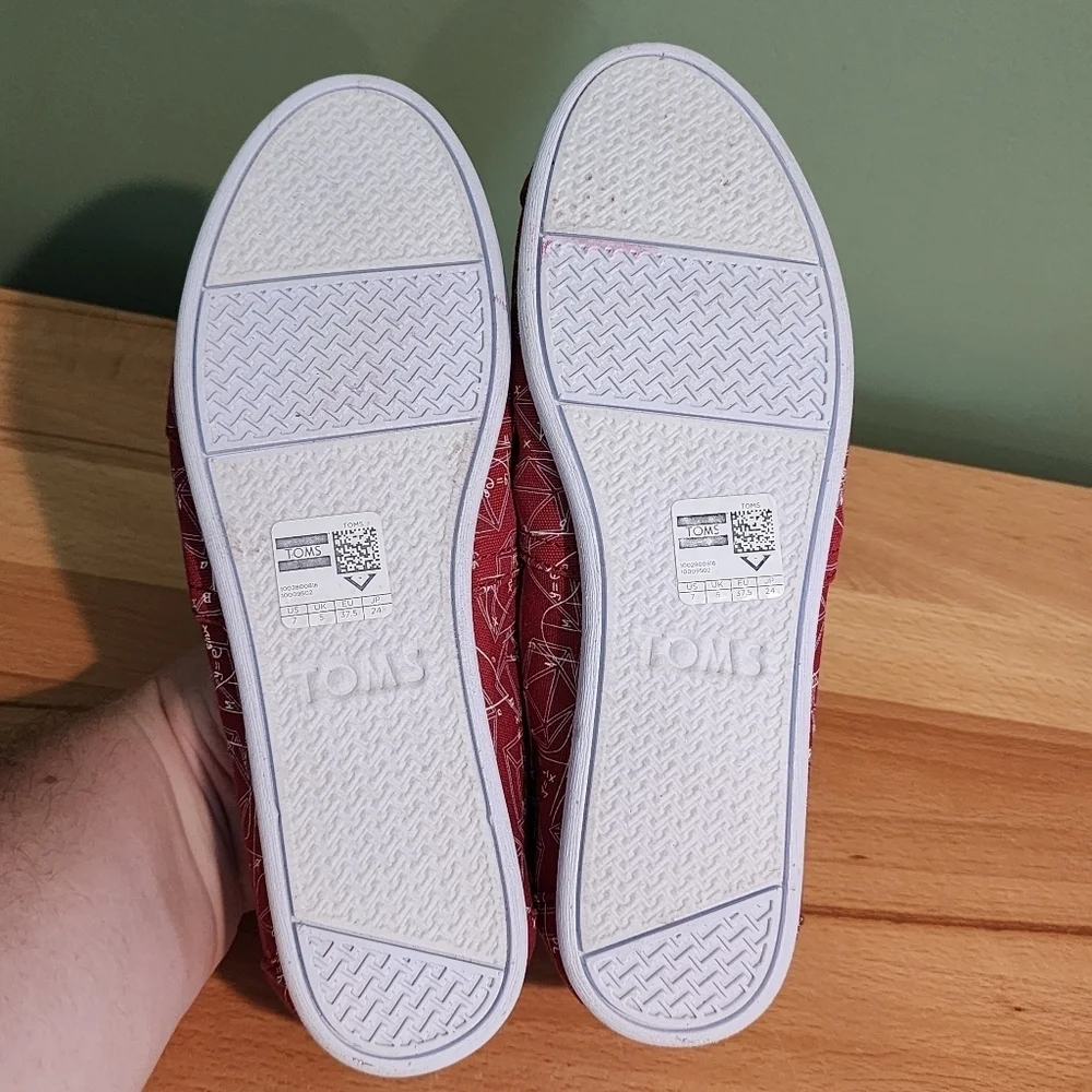 Toms NEW Classic Limited Edition Geometry Print Math Shoes Red Canvas sz 7‎